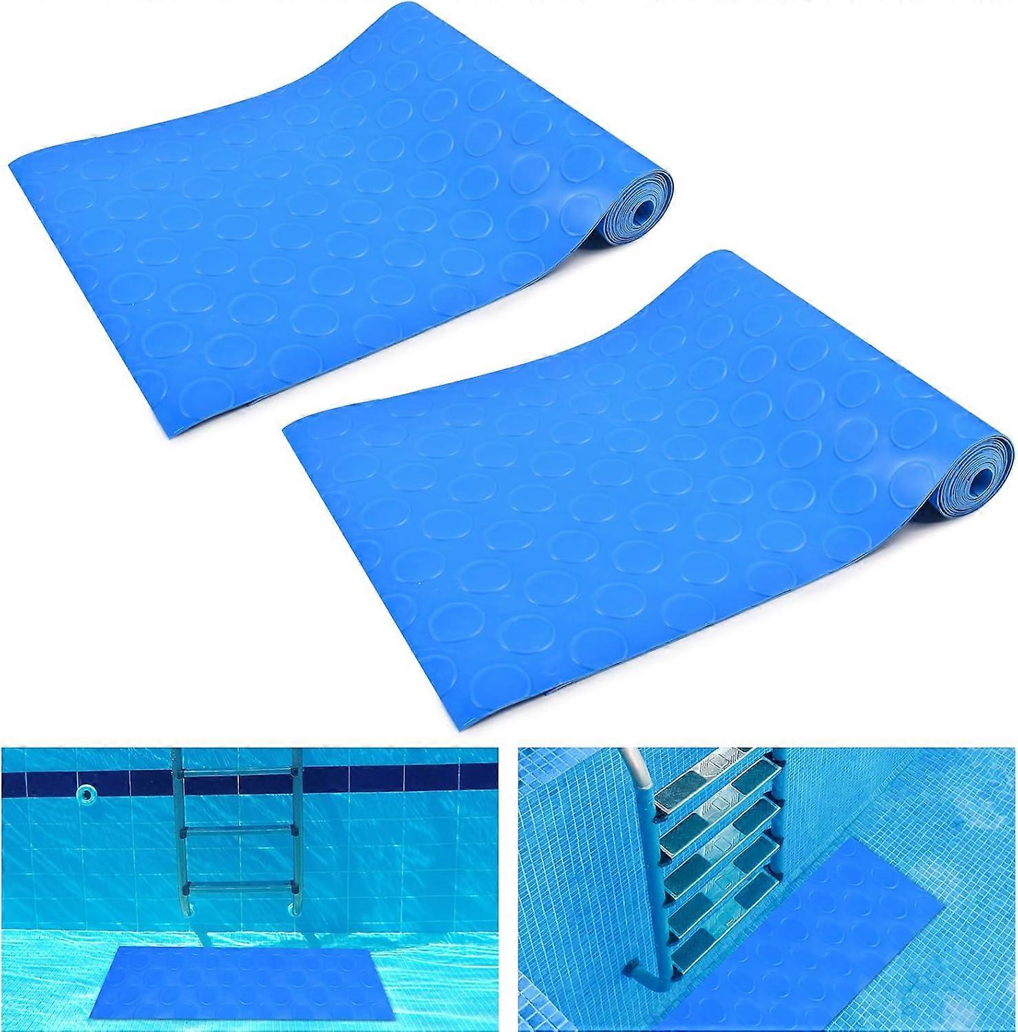 Non-Slip Pool Ladder Mat 2 Pieces Non-Slip Pool Mat Protective Mat Pool Step Mat with Non-Slip Texture 90 x 23cm Pool Ladder Protection Mat