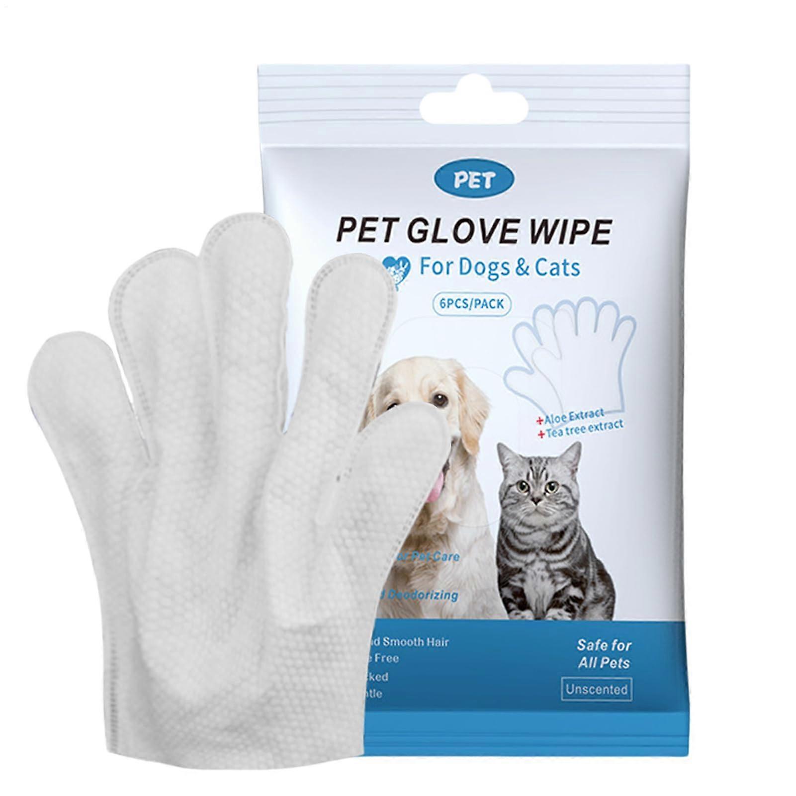Dog Grooming Gloves 6 Pieces Grooming Cleaning Gloves Hair Washing Wipes Pet Care Set for Bath Spa Shower Indoor Outdoor Use