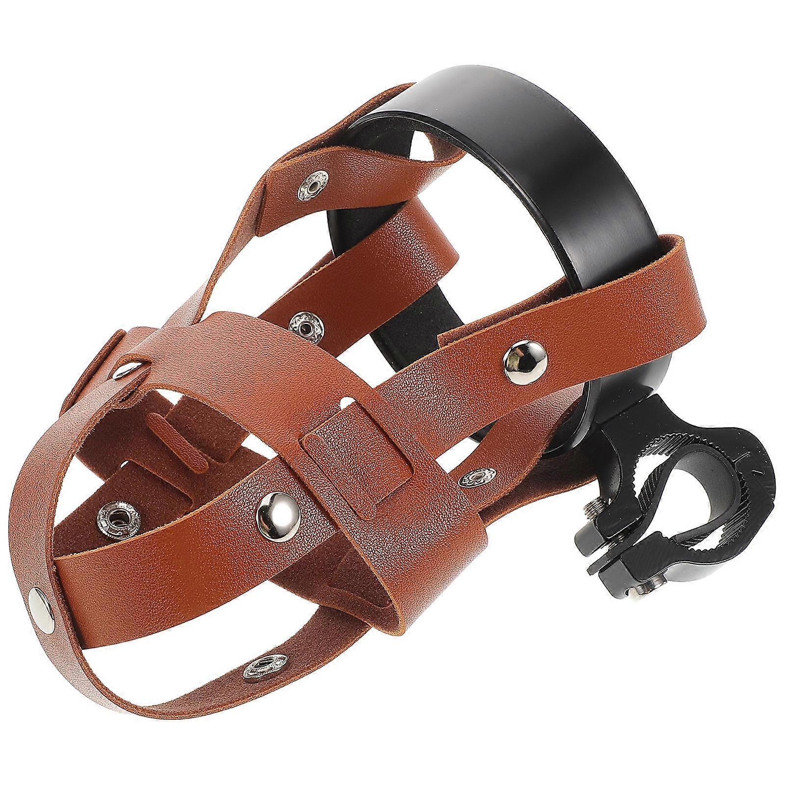 Vintage PU Water Bottle Holder for Bicycle Made of Aluminum Alloy Lightweight Durable Brown
