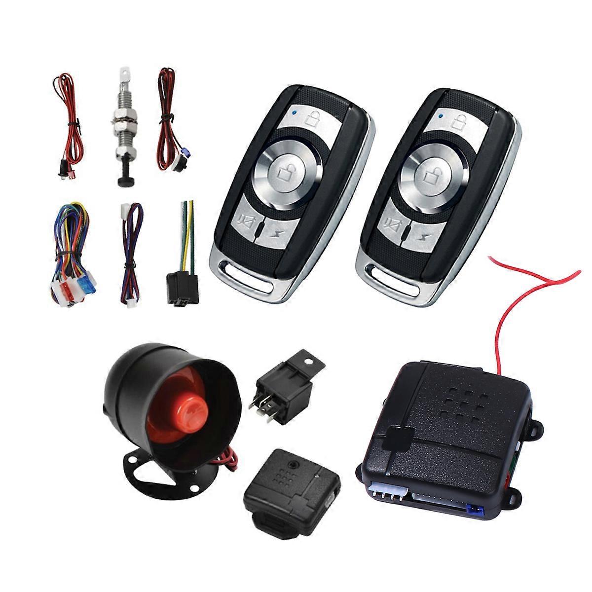 Alarm System For Car Vehicle Security Black 9.50x8.50x8.00cm Anti-Theft Protection Door Locking 1Set