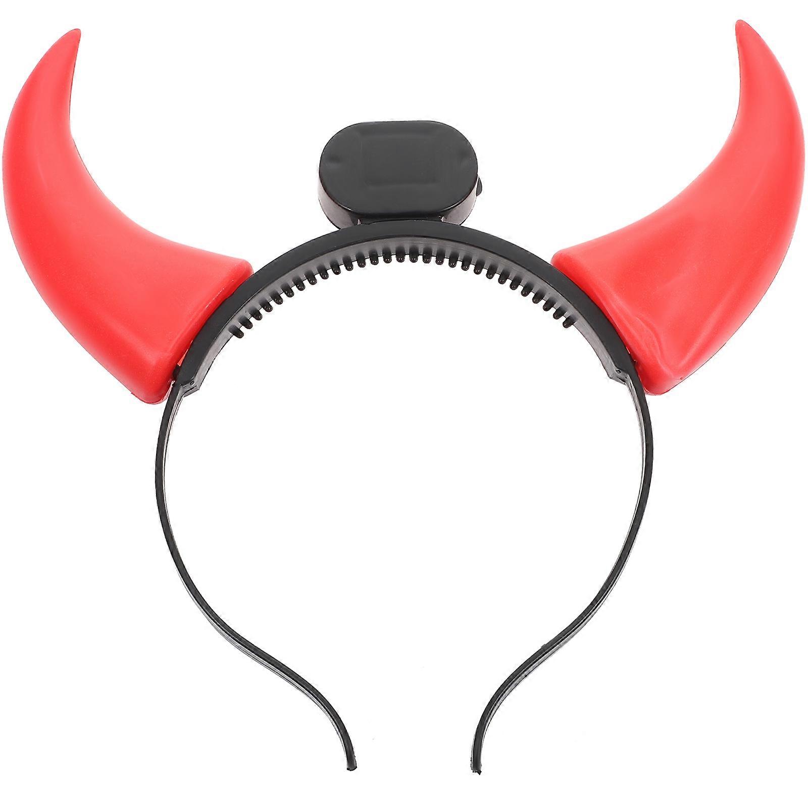 Halloween Luminous Ox Horn Headband Costume Accessory 20 x 17 x 3 Cm Red 1Pcs