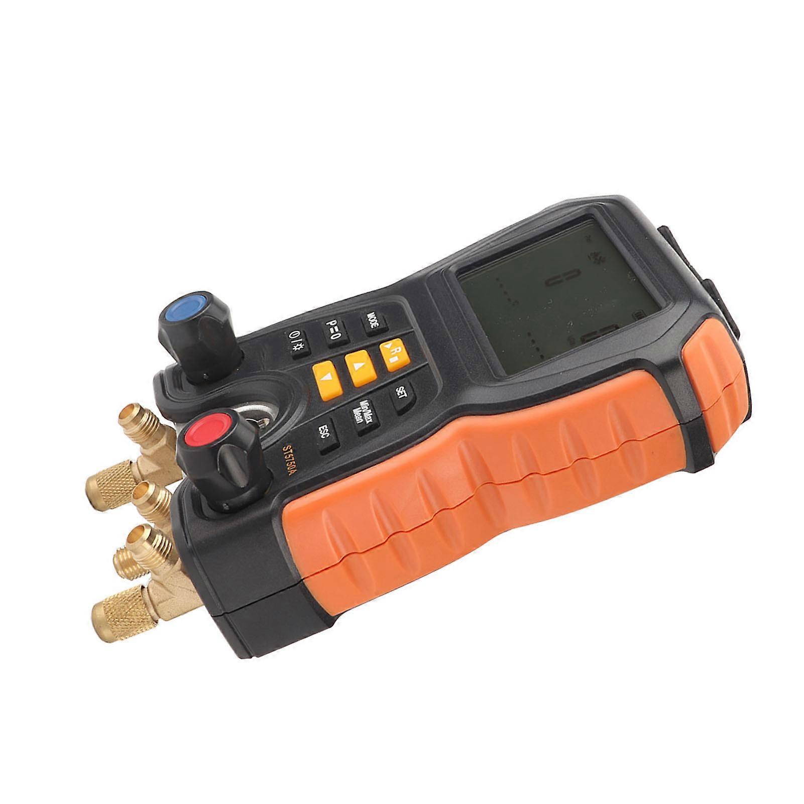 Digital Manifold Gauge High Accuracy 2 in 1 Pressure Temperature Tester Air Conditioner HVAC Digital Manifold Meter 