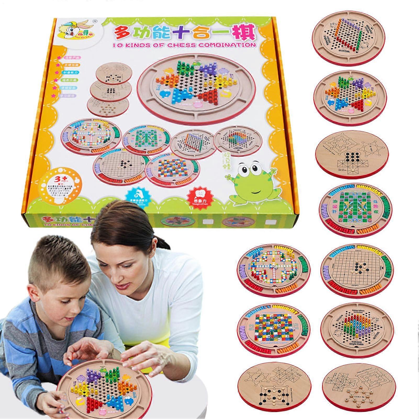 Wooden Chess Set - Portable Multi-Functional Kids Chess Board for Family Gatherings and Travel - Lightweight Design