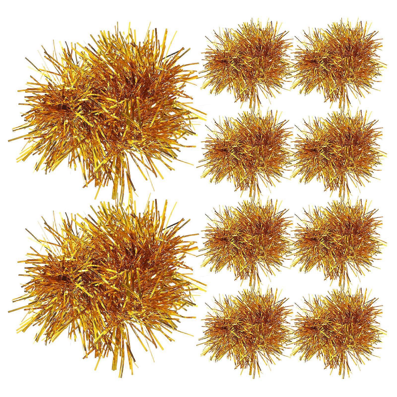 Cheerleading Pom Poms Dance Performances 12Pcs Golden Round Shape Stretchy Bungee Band Cheer Props