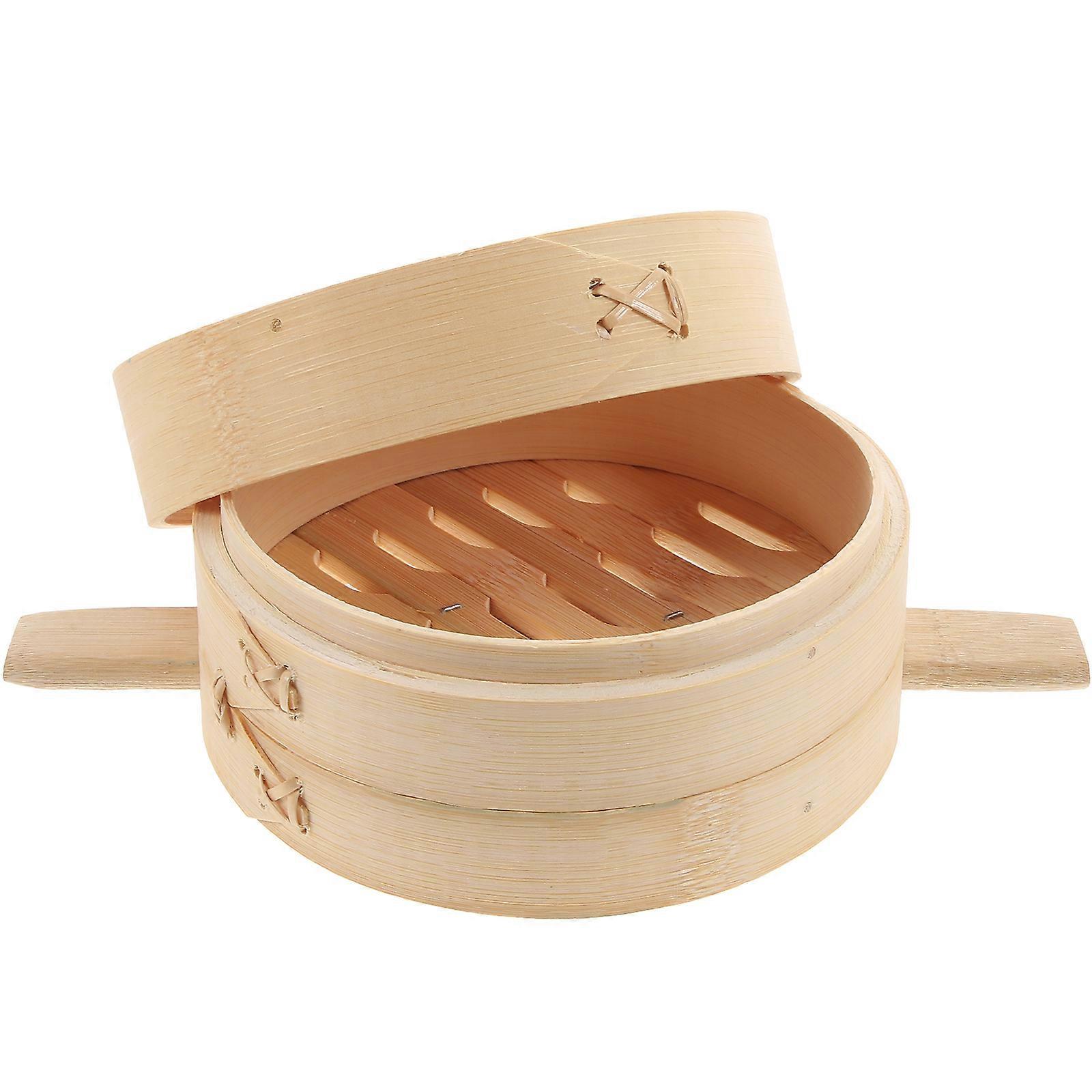 Bamboo Steamer for Kitchen Use Beige Dumpling Steamer Basket with Handles Compact and Safe