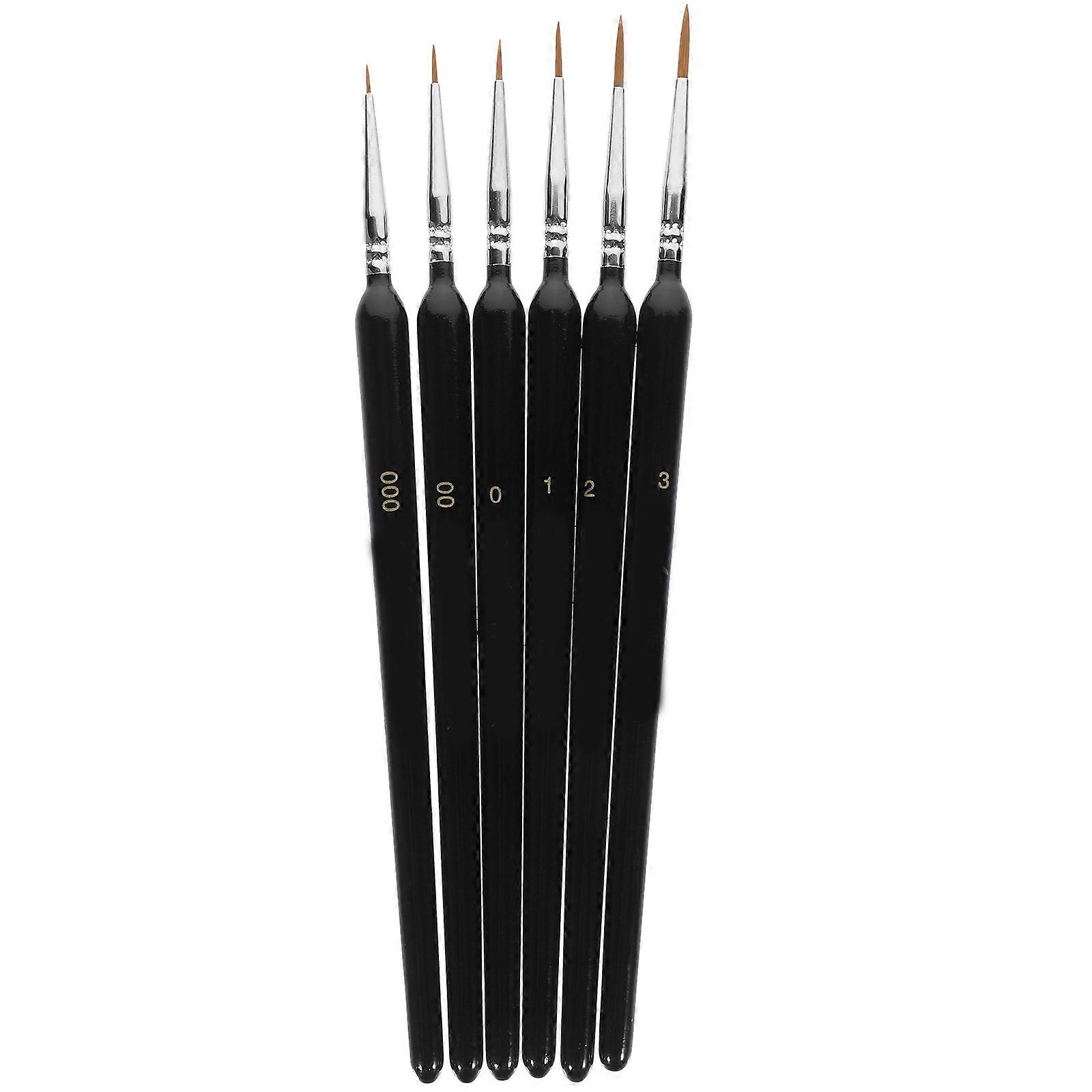 6Pcs Black Chinese Calligraphy Brush Set for Painting and Artistic Creation with Soft Hair and Long Handle