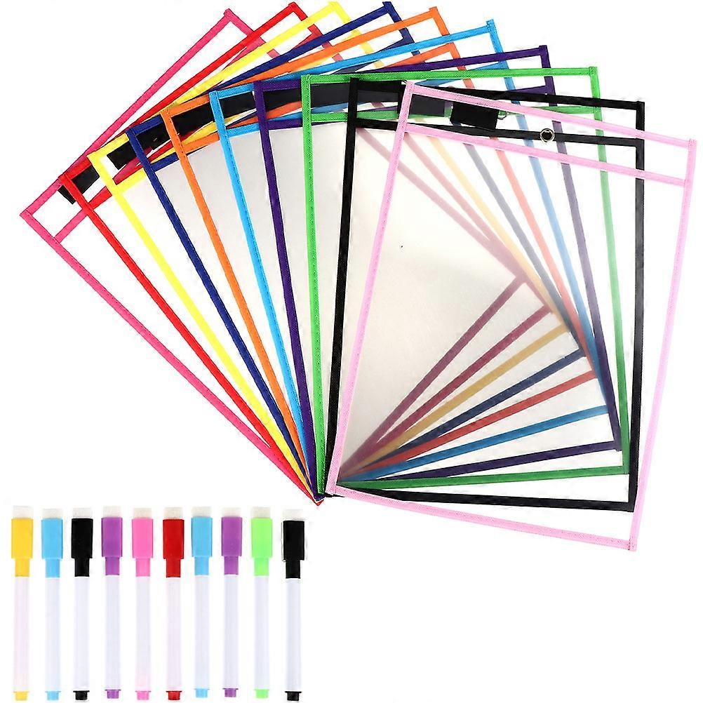 1 Set of Professional File Pockets Daily Use Sheet Protectors Convenient Dry Erase Sleeves