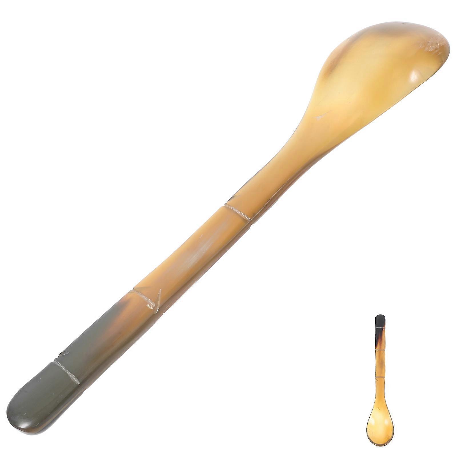 Horn Bamboo Handle – Reusable Caviar Server, Coffee Stirrer, Ice Cream & Dessert Mixing for Kitchen & Beverage Use