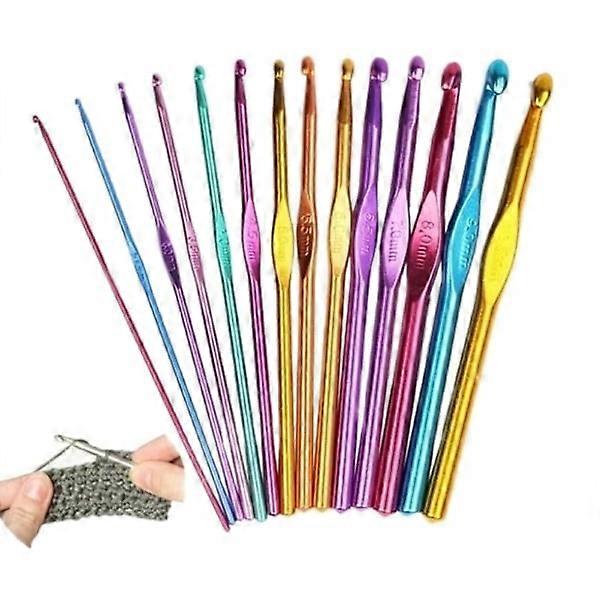 Aluminum crochet hooks, 14pcs in different colors and sizes