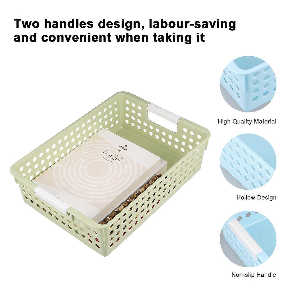 Office File Organizer Bins Premium Plastic Large Document Storage Basket with Handheld Holes for Home Use 3 Pcs