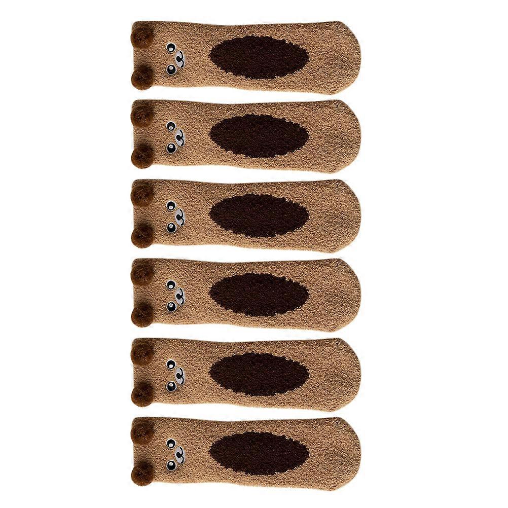 Winter Slipper Socks Premium Coral Fleece Socks Warm Everyday Use Coffee 30X8X1CM Comfortable 3 Pairs