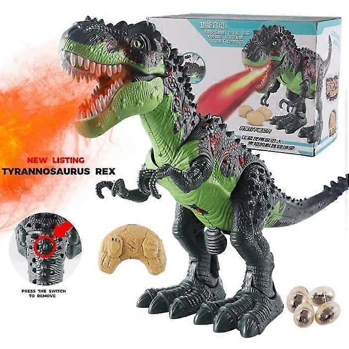 Remote Control Intelligent Dinosaur Robot with Smoke Effect, Lights and Sounds for Kids