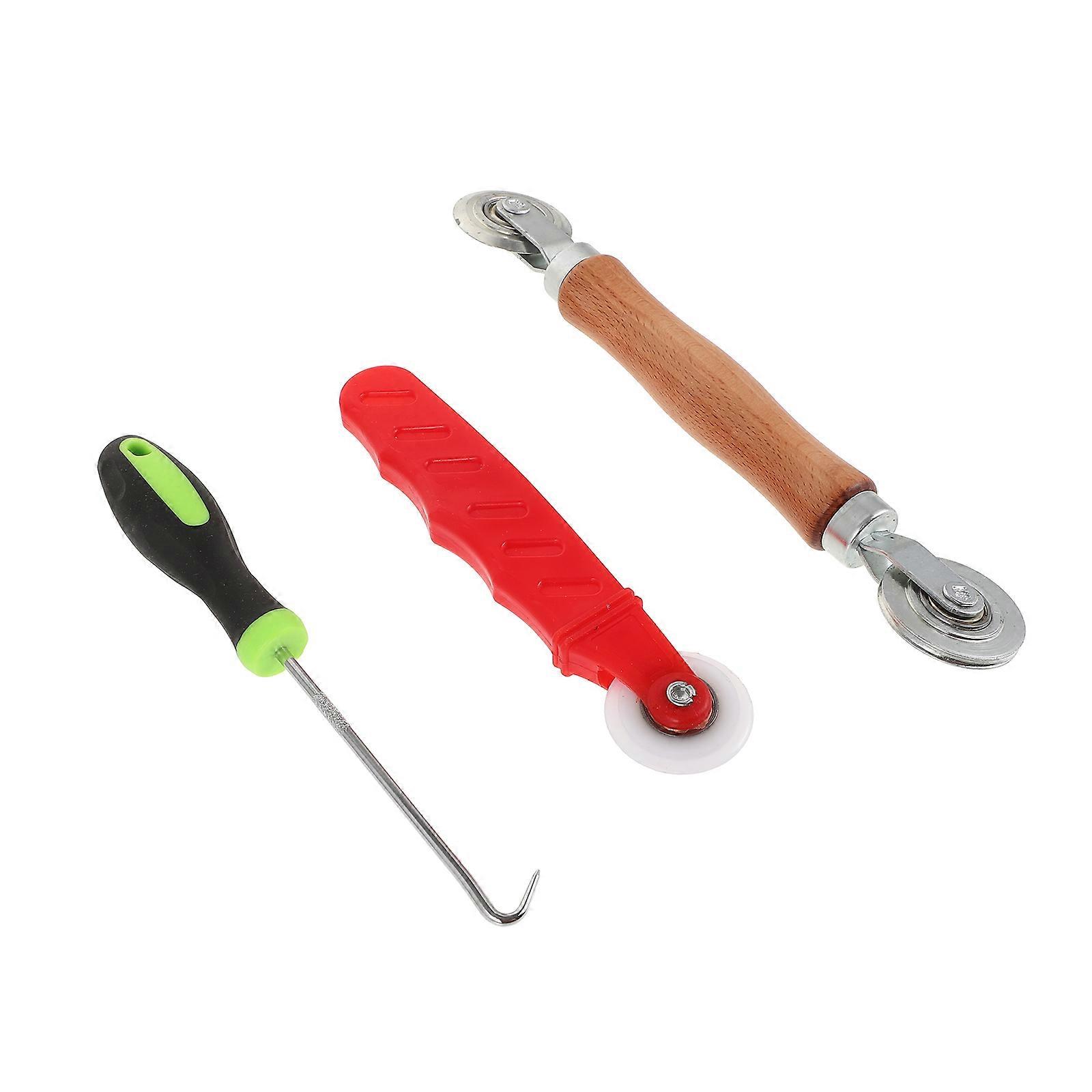 Screen Repair Tool with Smooth Rolling Wheels and Hook for Easy Window Screen Installation and Removal