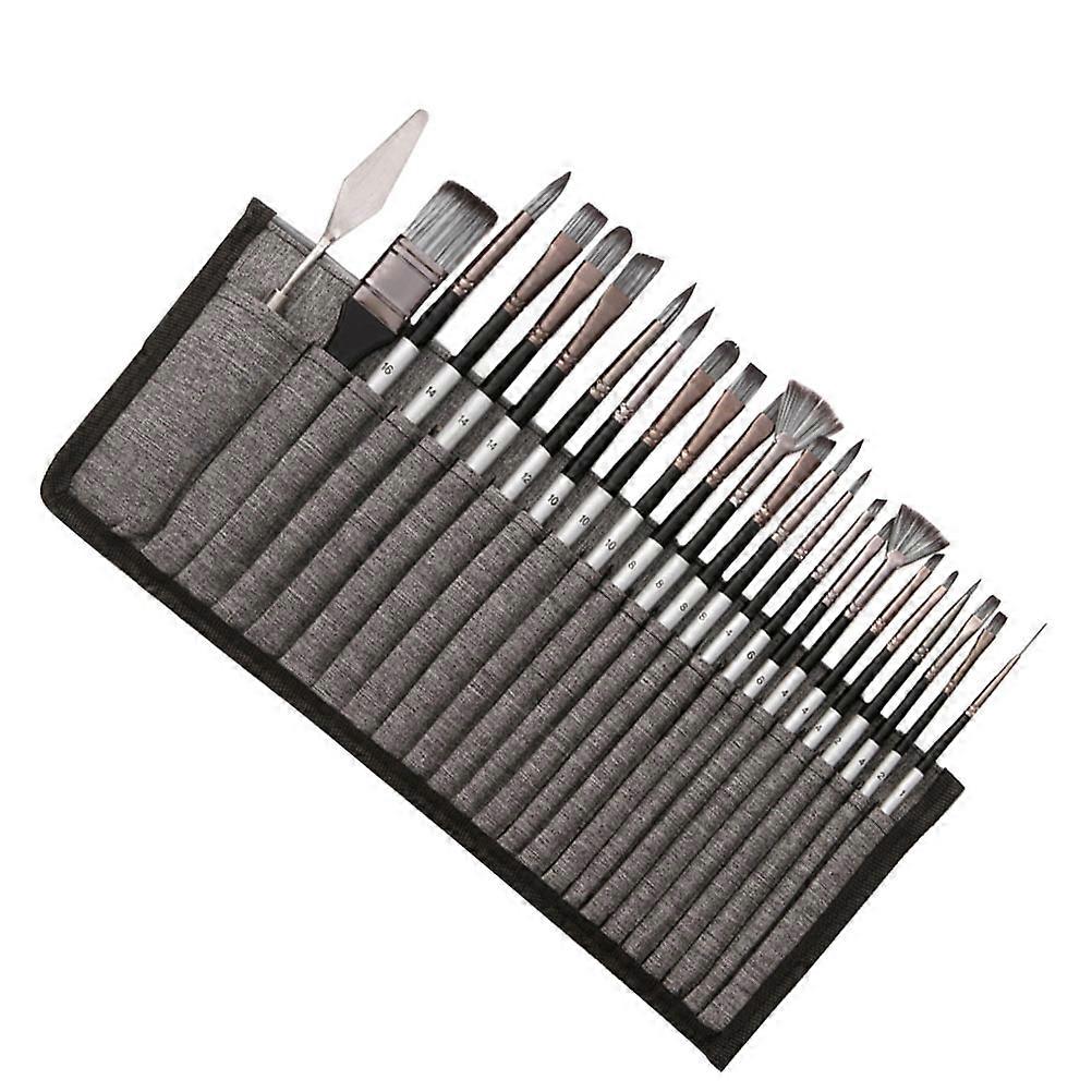 Artists Paintbrushes Set 24Pcs For Oil Painting Ideal For Painting Activities Grey Color With Storage Bag Included