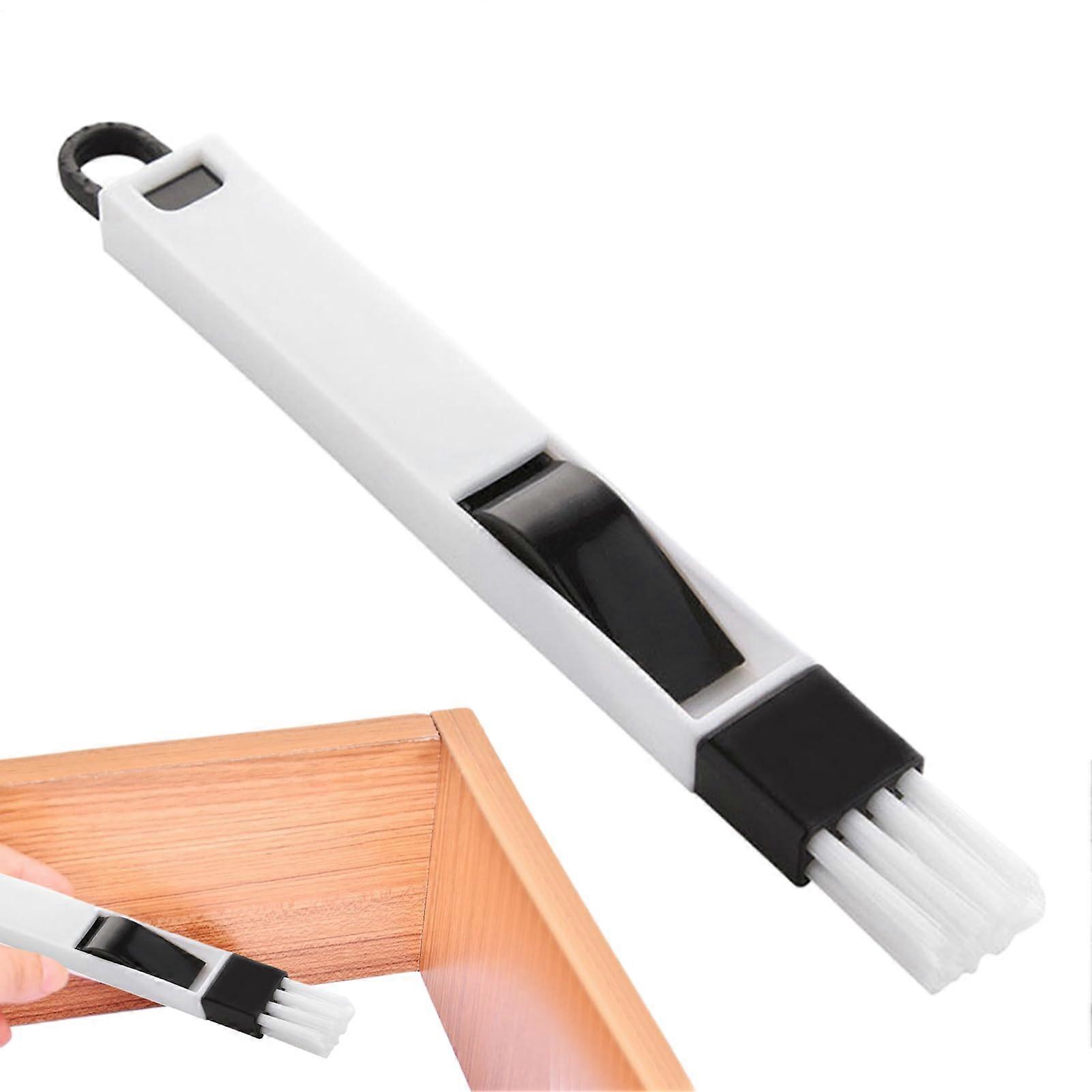 Window Groove Cleaning Brush with Detachable Dustpan, Compact Ergonomic Design for Keyboard Slots and Bathroom Sink Cleaning, Schwarz