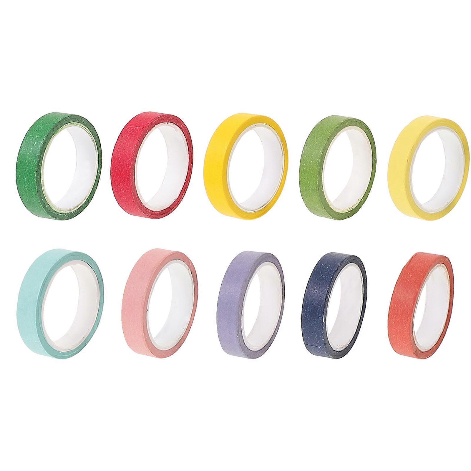 Rainbow Washi Tape 10 Rolls Decorative Paper Tape for DIY Crafts, Scrapbooking, Journals, Wrapping, and Planner Embellishments