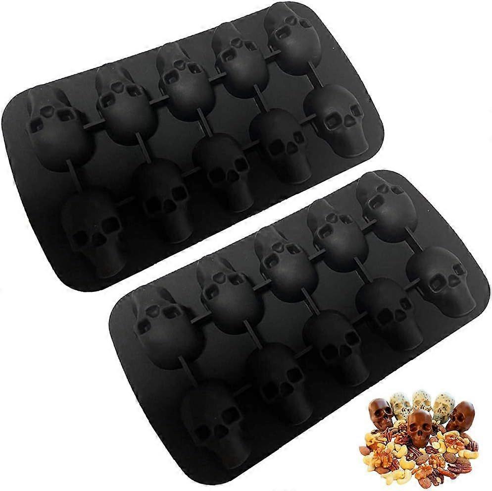 2-Piece 3D Skull Silicone Ice Cube Mold - Perfect for Making Skull-Shaped Ice Cubes, Chocolate, and More