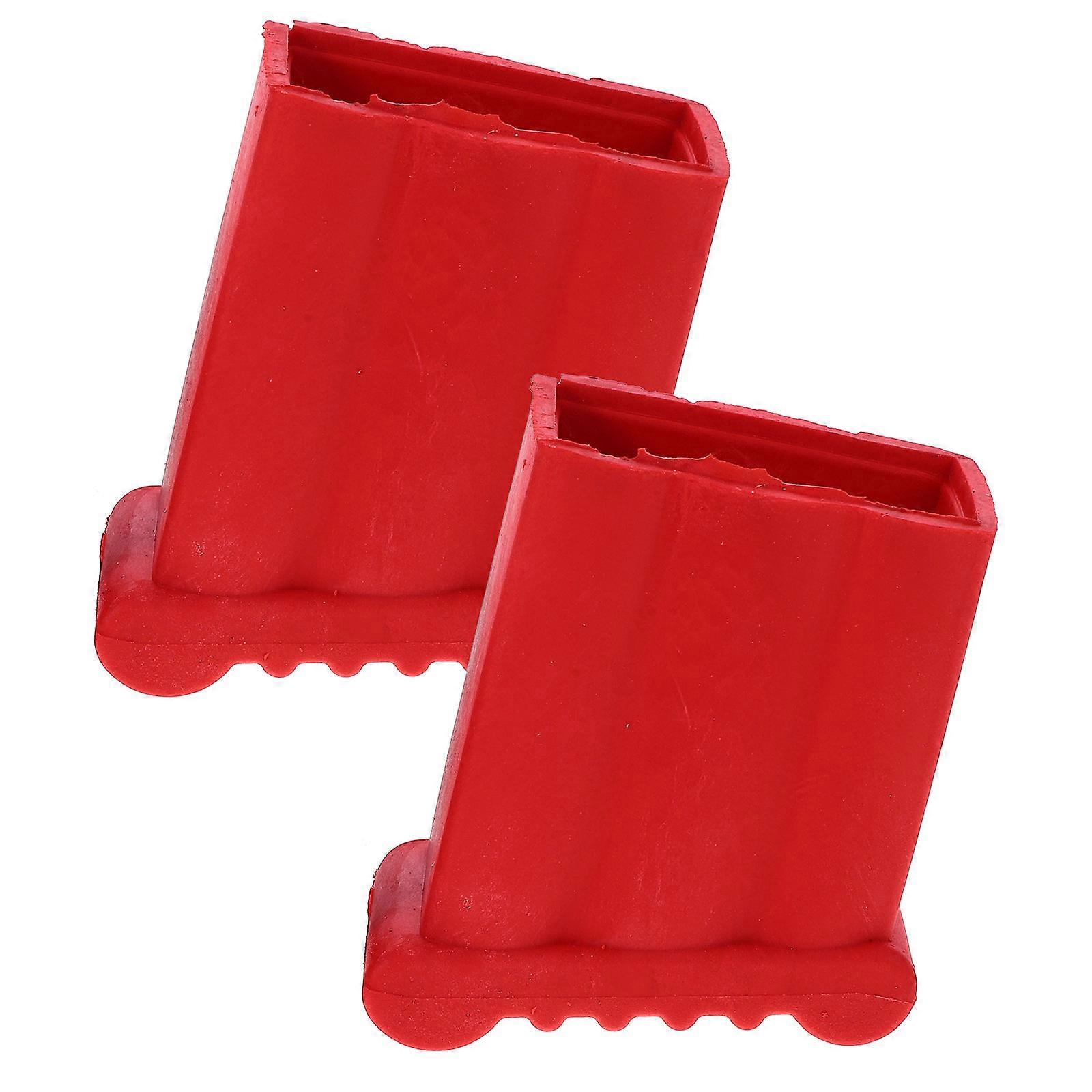 2Pcs Non-skid Ladder Pads Protective Cover Indoor Use General Users Red Rubber Noise Reduction