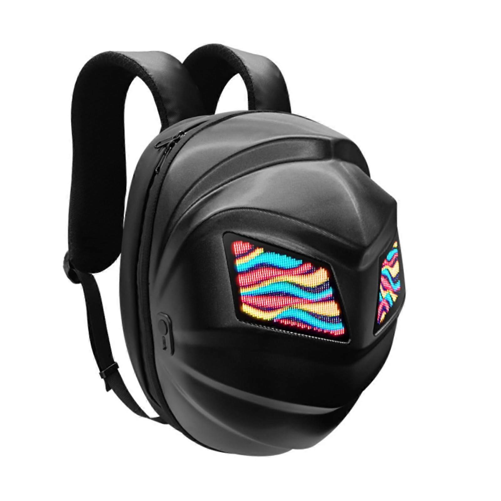 Cool Black LED Motorcycle Backpack With Full Colour Programmable Screen Bluetooth Enabled Unisex For Men And Women
