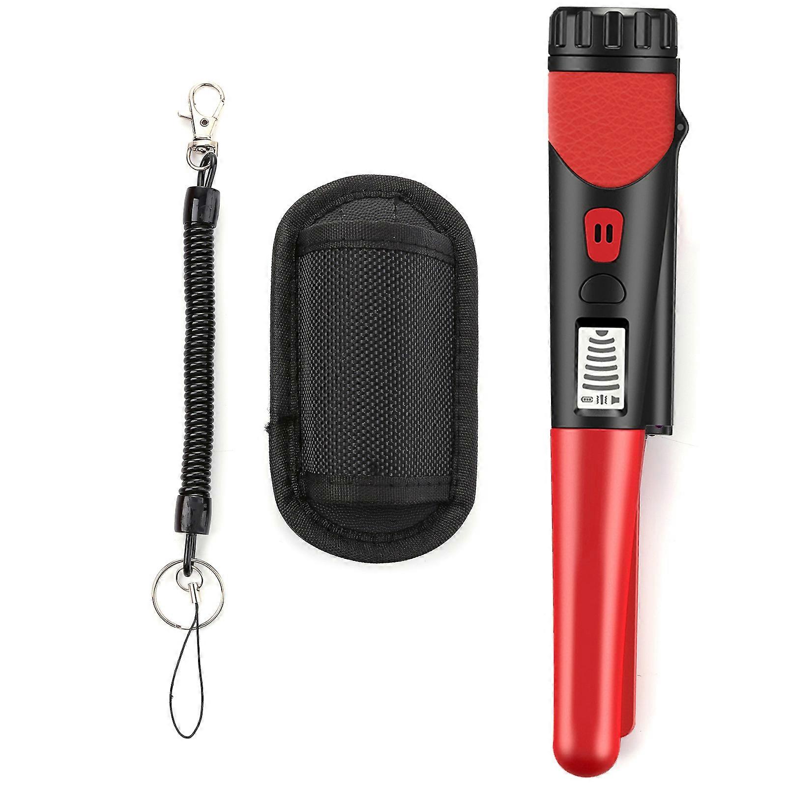 Metal Detector,Portable High Sensitivity Metal Detector One-button LED Indicator Gold Detector with Woven Holster Bag(Red)