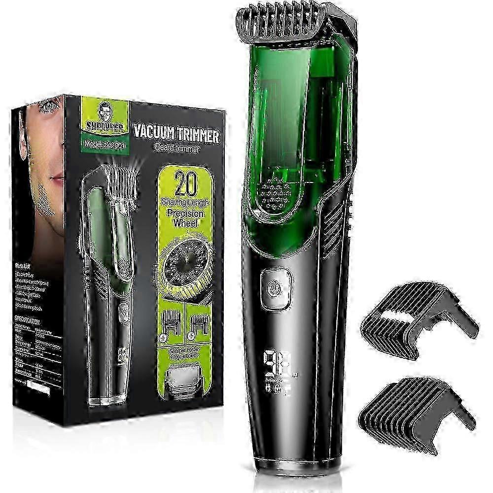 Vacuum Beard Trimmer, Επαναφορτιζόμενο Τρίμερ Μουστάκι με Ρυθμιζόμενη Χτένα Μήκους (1-20MM), IPX6 Αδιάβροχο Τρίμερ