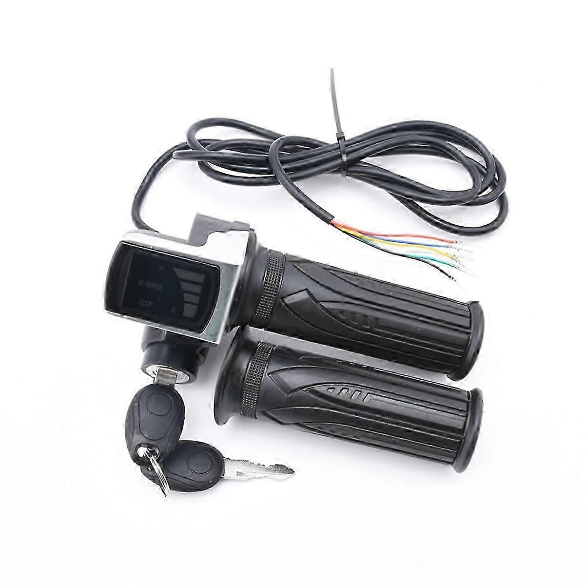 Electric Bike Throttle Grip Electric Bicycle Scooter Twist Throttle Grips with LCD Display and Power-Good