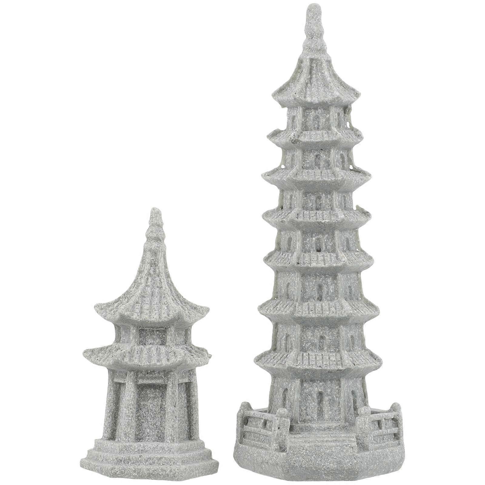 Pavilion Statues Set For Home And Garden Accessories In Dark Grey For Indoor Outdoor Use