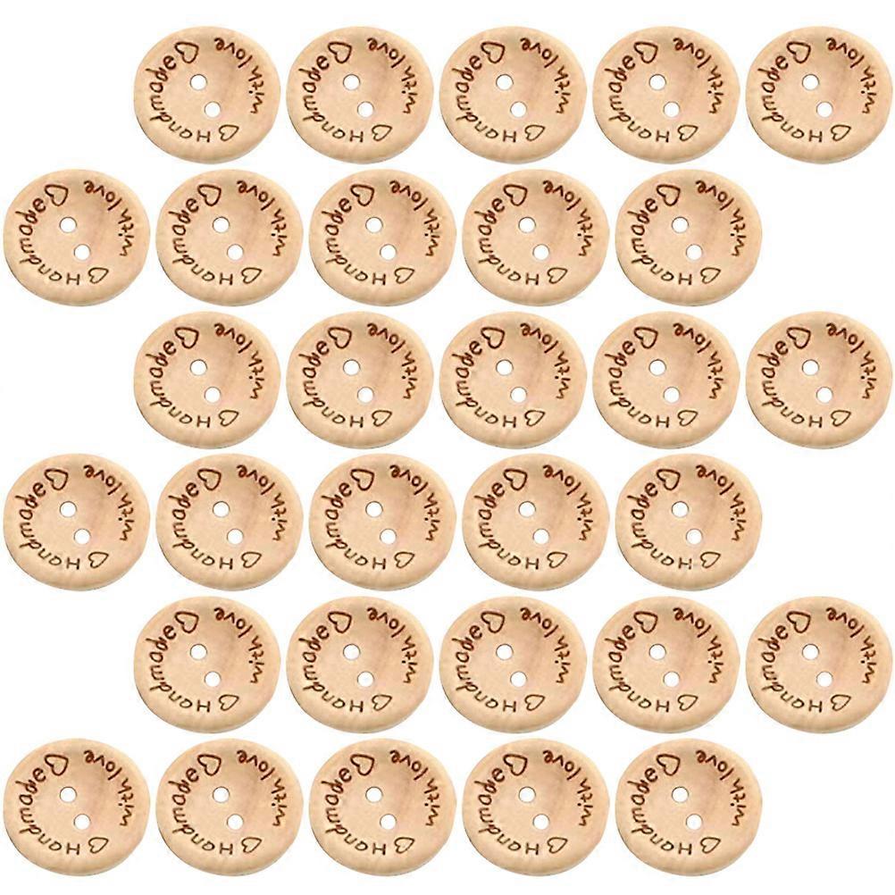 Natural Wood Buttons Heart Shape Handmade Clothes Accessories Party Decoration 25Mm Replacement 200Set