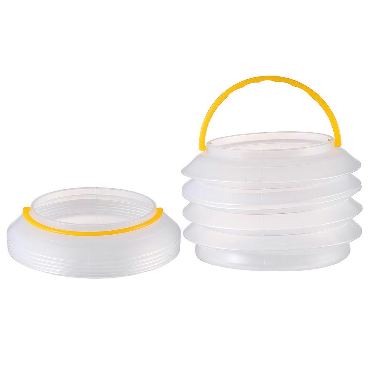 Folding Water Bucket 2Pcs Transparent Washbasin Camping Fishing Hunting Outdoor Container 16X16X12Cm 2Set
