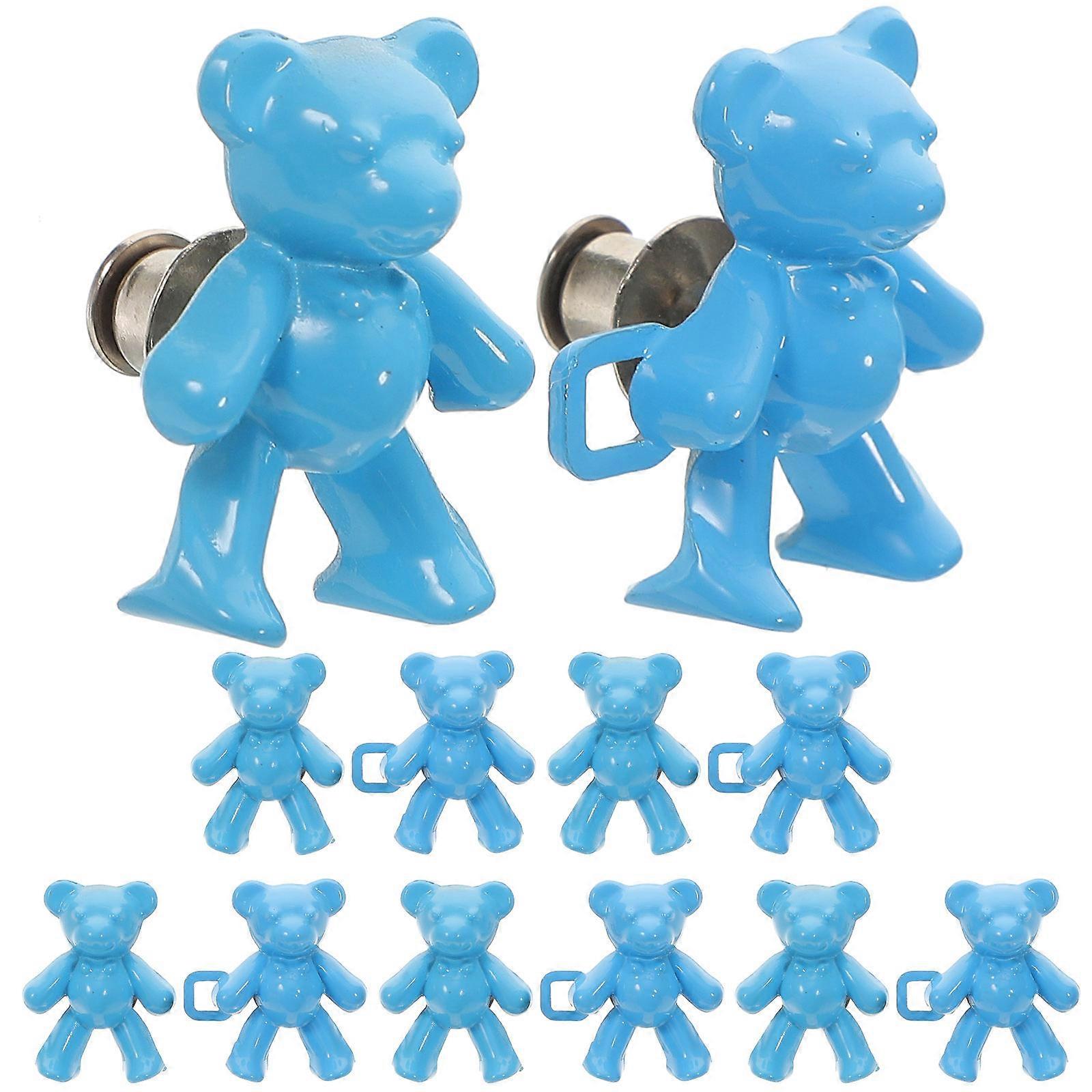 6 Pairs Adjustable Waist Tightener Clips with Blue Alloy Buttons for Jeans and Pants Decor