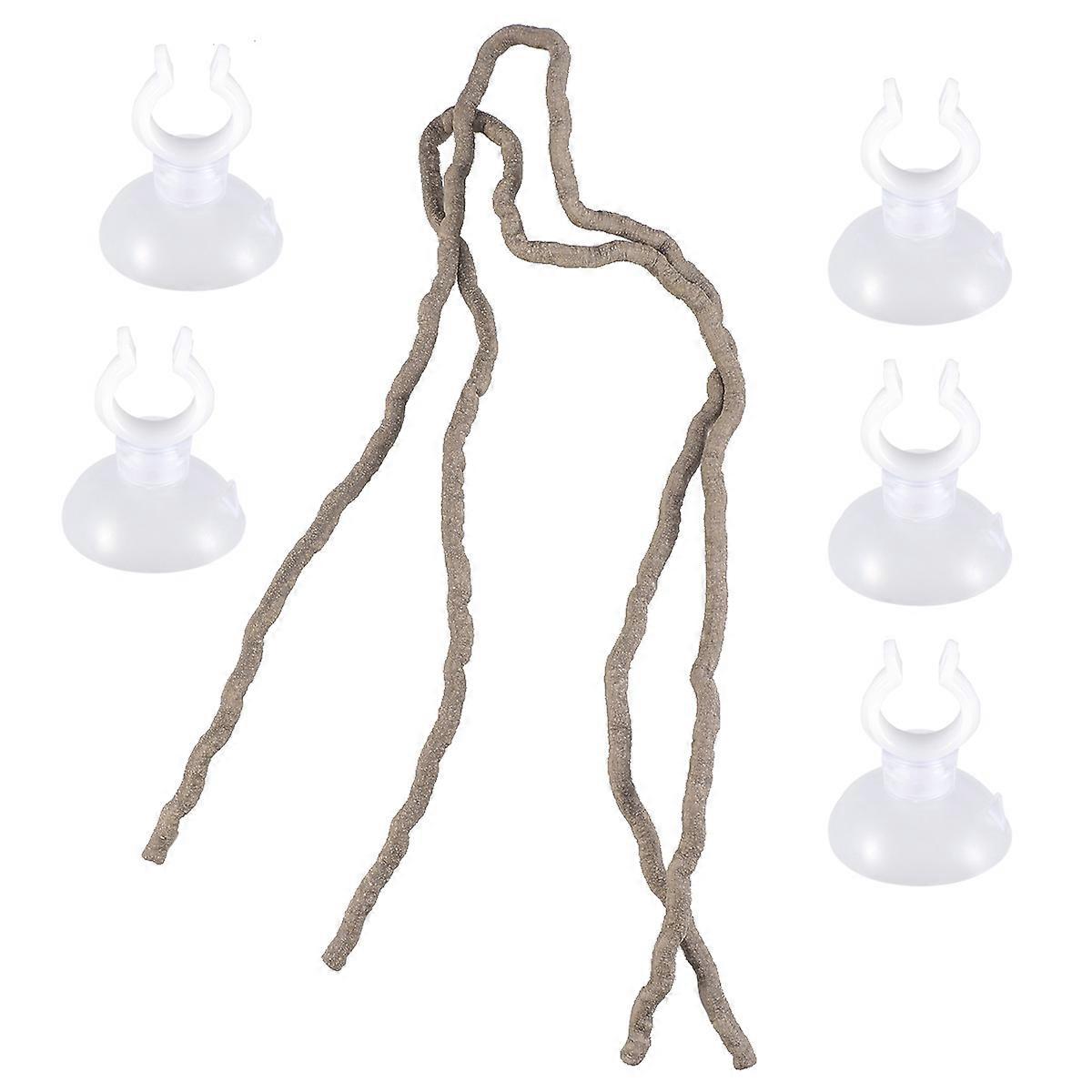 Durable Rattan and Plastic Climbing Vine for Reptile Pets with 5 Suctorial Cups 9mm 2m Package