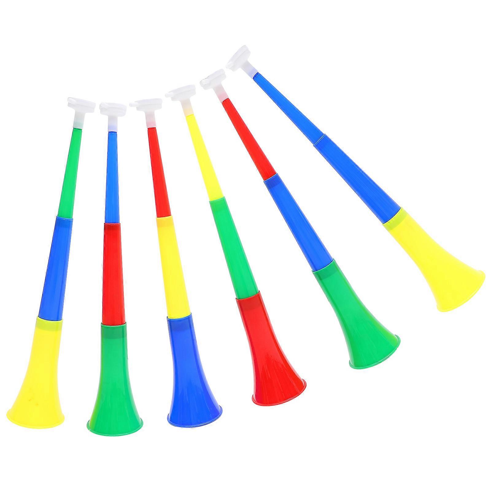 6pcs Collapsible Plastic Horn Lightweight Portable Noisemaker Trumpet for Sports Events Football Parties Cheer Props Bright Random Color