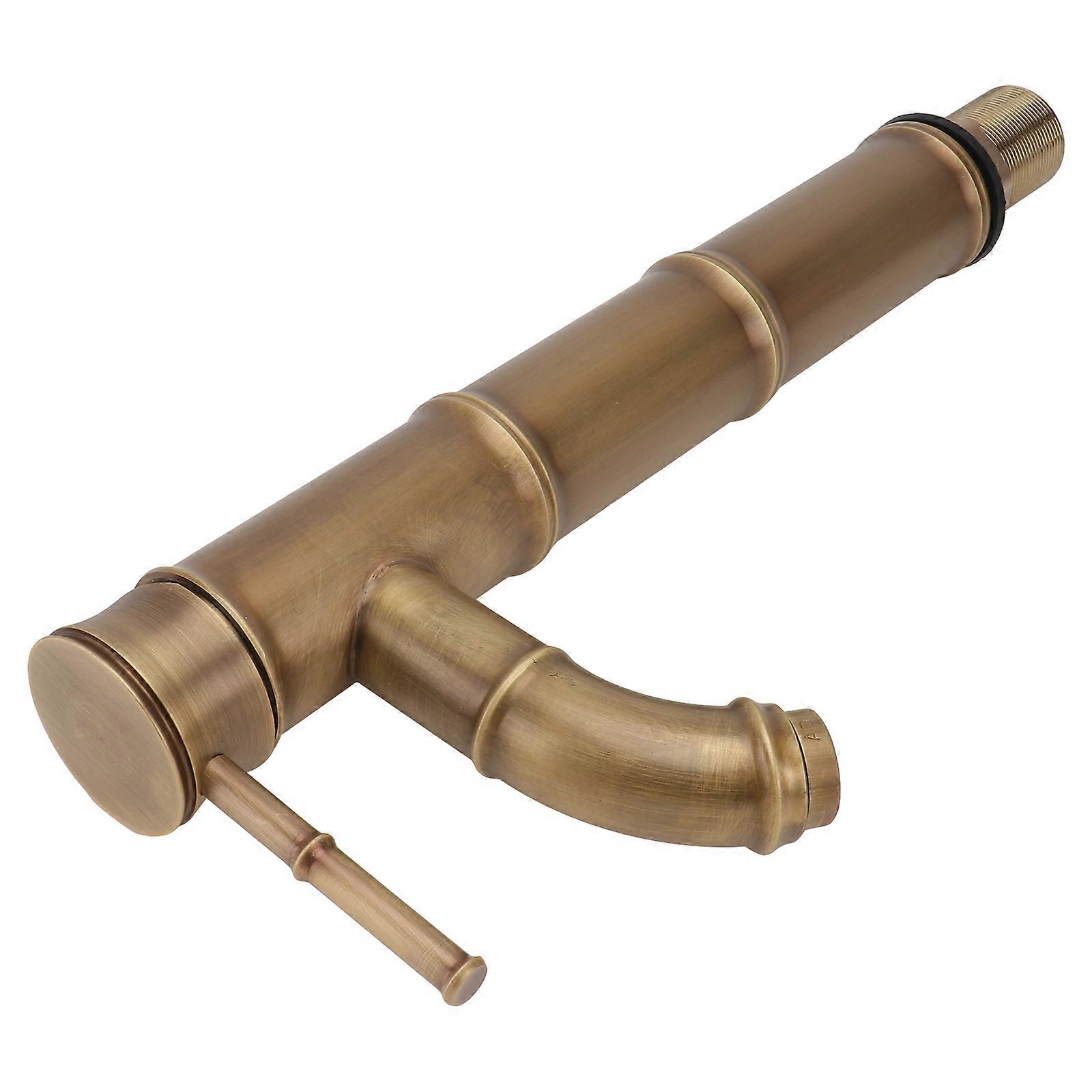 Golden Copper Faucet For Kitchen And Bathroom With Bent Spout In Retro Style 1Set