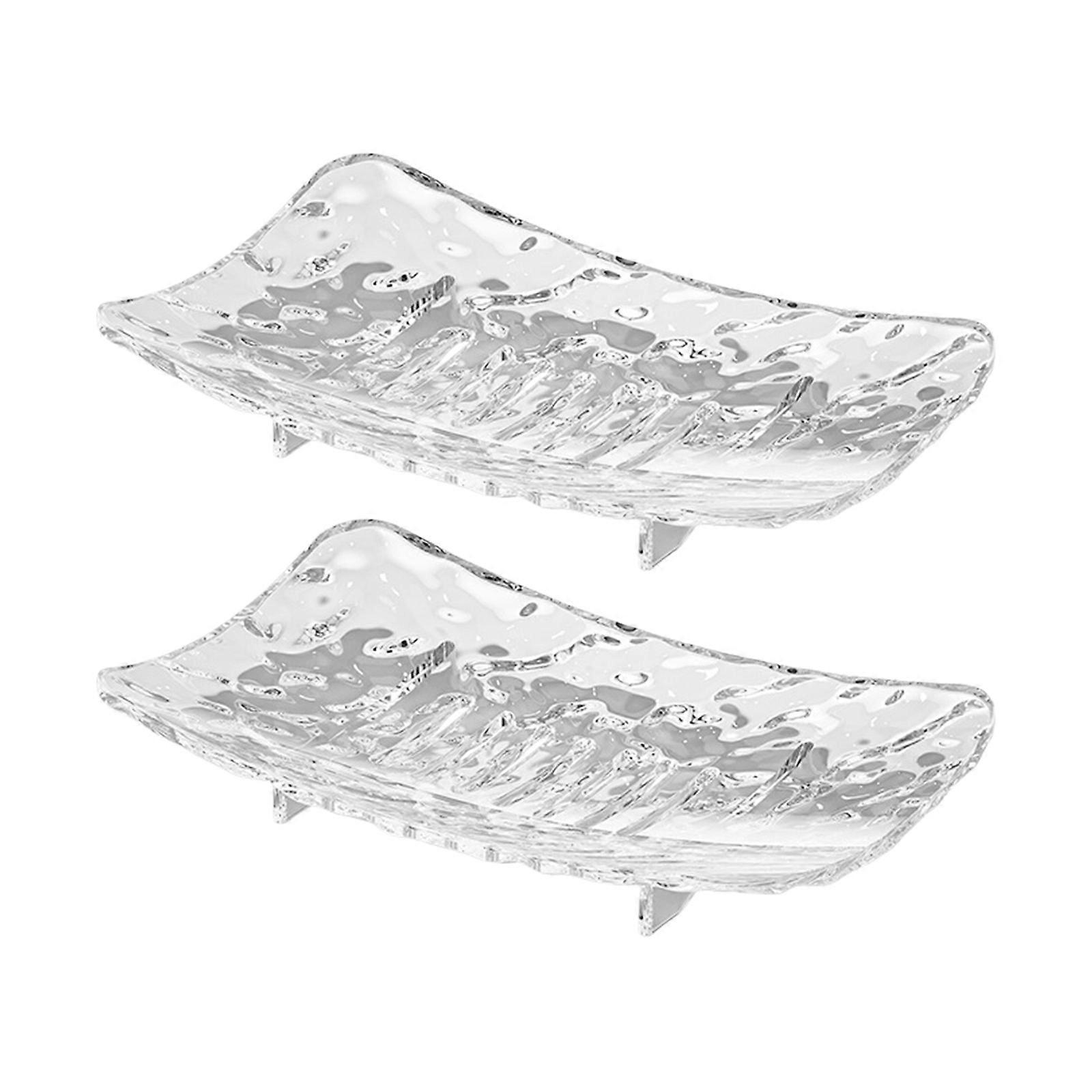 2Pcs Space Saving Bathroom Soap Tray Soap Drain Rack Keep SoapBar Dry Prevent Slippage And Melting Mess Home Essential  Clear