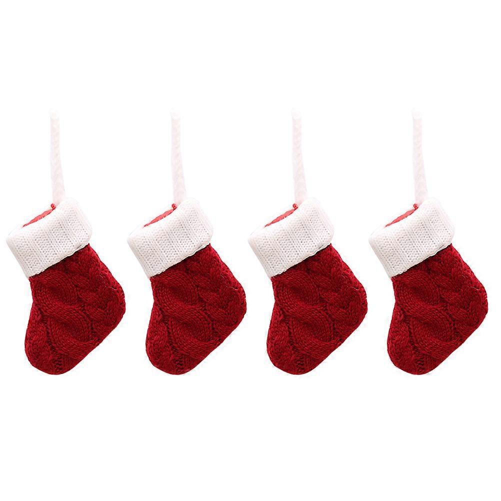 4Pcs Christmas Theme Tableware Bags Silverware Holders For Festive Occasions Red