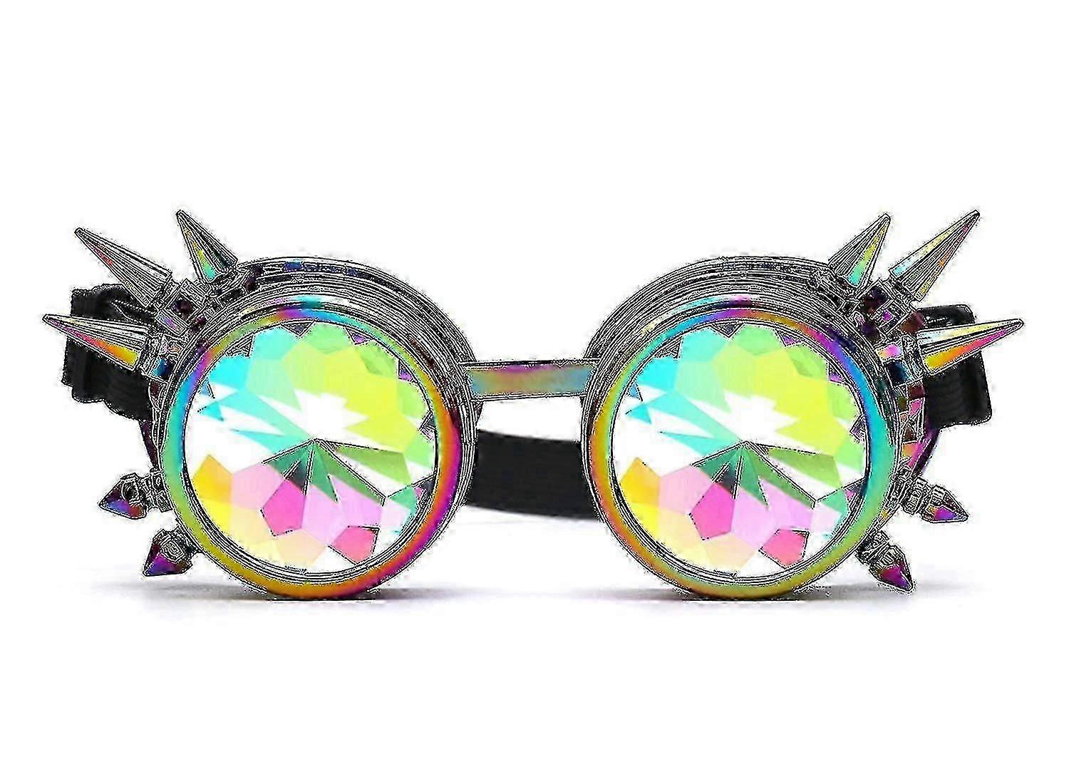 Kaleidoscope Steampunk Rave Glasses Goggles With Rainbow Crystal