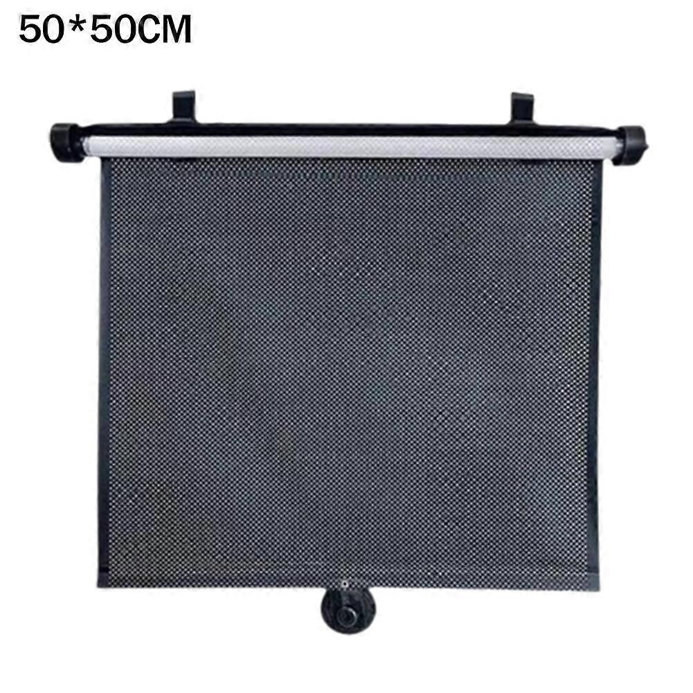 Universal Car Sunshade Retractable Design Easy Install UV Protection Perforated for Clear View All Models Fit Black