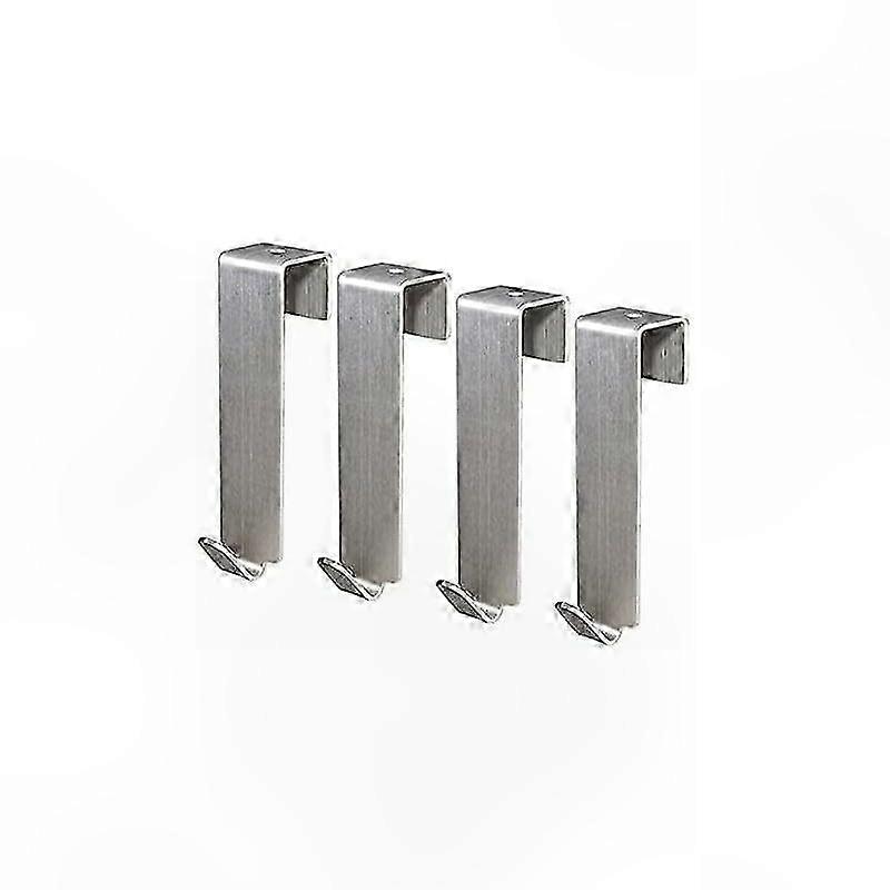 Silver Door Hooks - 4 Pack Coat Rack for Bedroom, Bathroom, Kitchen Use