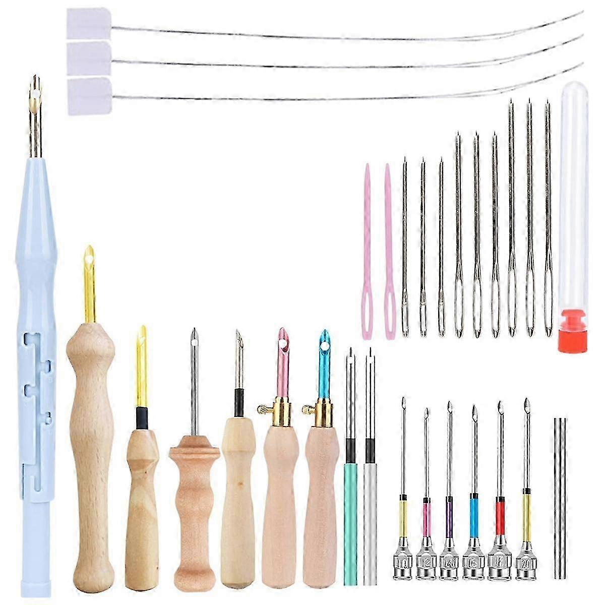 Punch Needle Kit - Adjustable Punch Needle Tool for Embroidery Floss Stitching Beginners