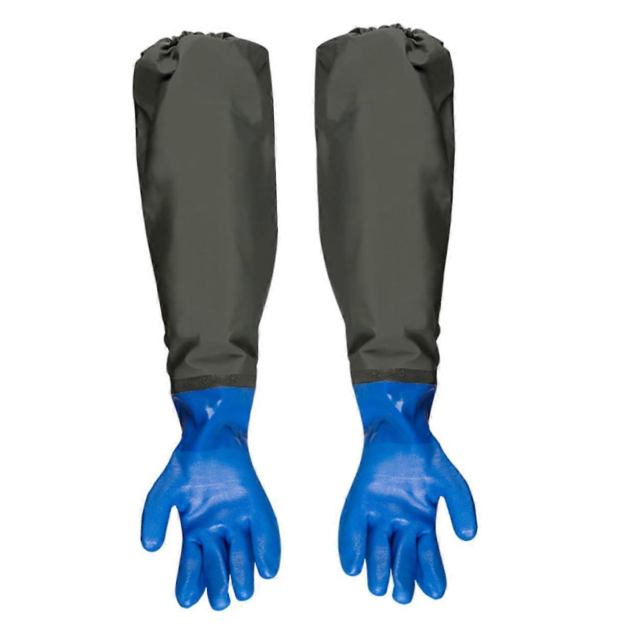 Nitrile Fish Tank Gloves Long Aquarium Cleaning Gloves for Betta Tanks, Protective Elastic Design, Non-Slip, Comfortable Fit