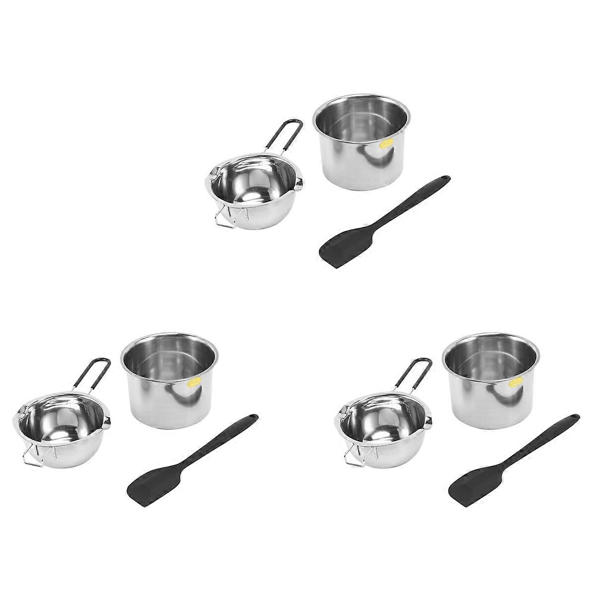 3X Double Boiler Pot Set Stainless Steel Melting Pot with Silicone Spatula for Melting Chocolate,Soa