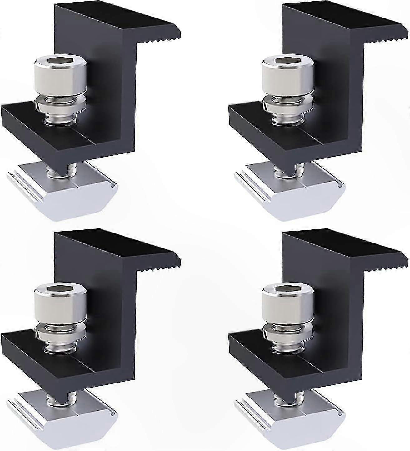 4-Pack 30mm Black End Clamps for Solar Panel PV Mounting Hardware Installations