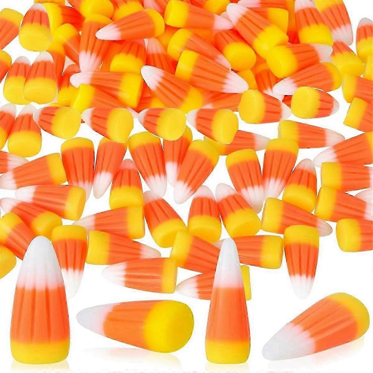 50Pcs Halloween Resin Candy Corn Artificial 3D Candy Corn Bead Fall Faux Corn Scrapbooking Embellis