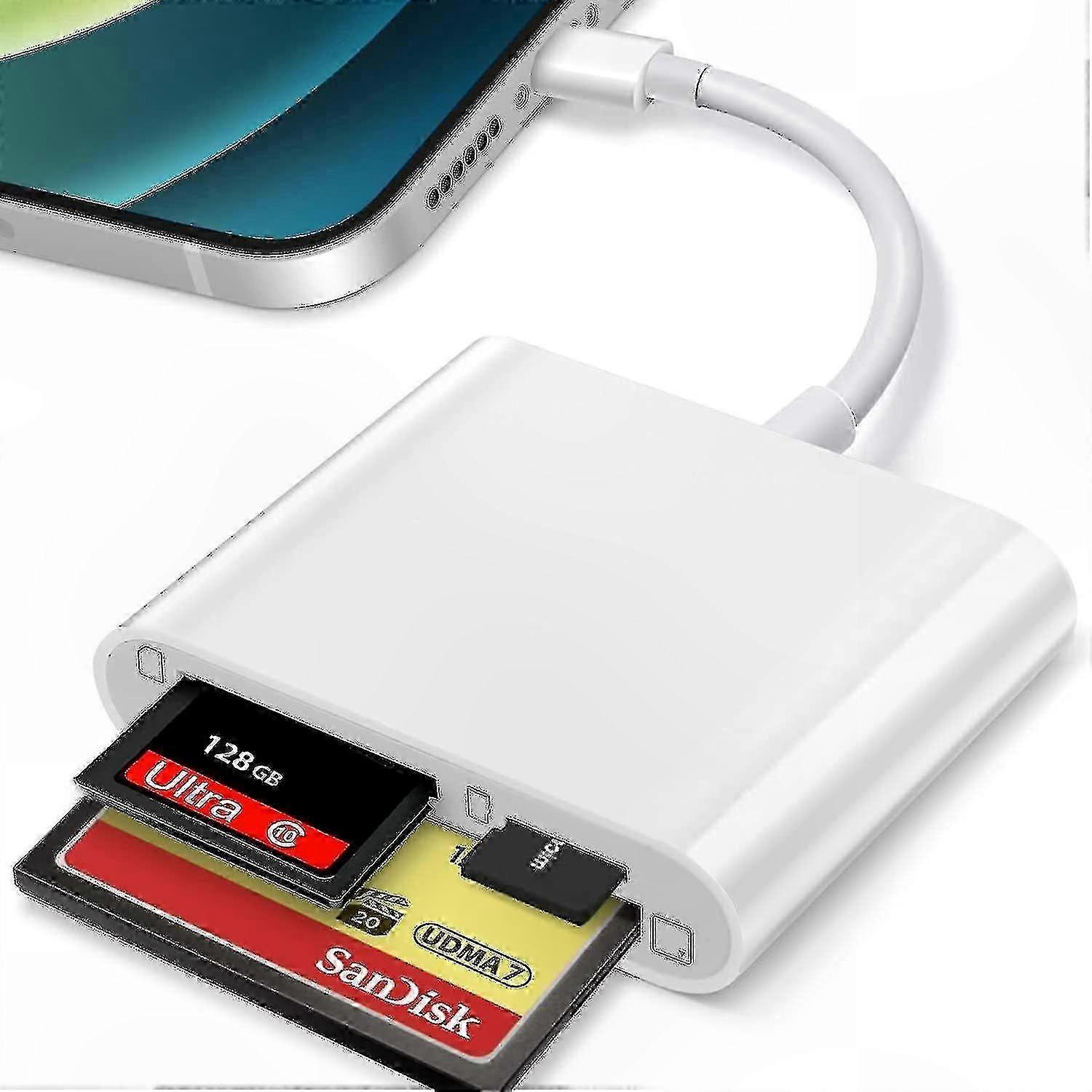 High-Speed Multi-Card Reader Adapter for SD, TF, and Lightning Devices