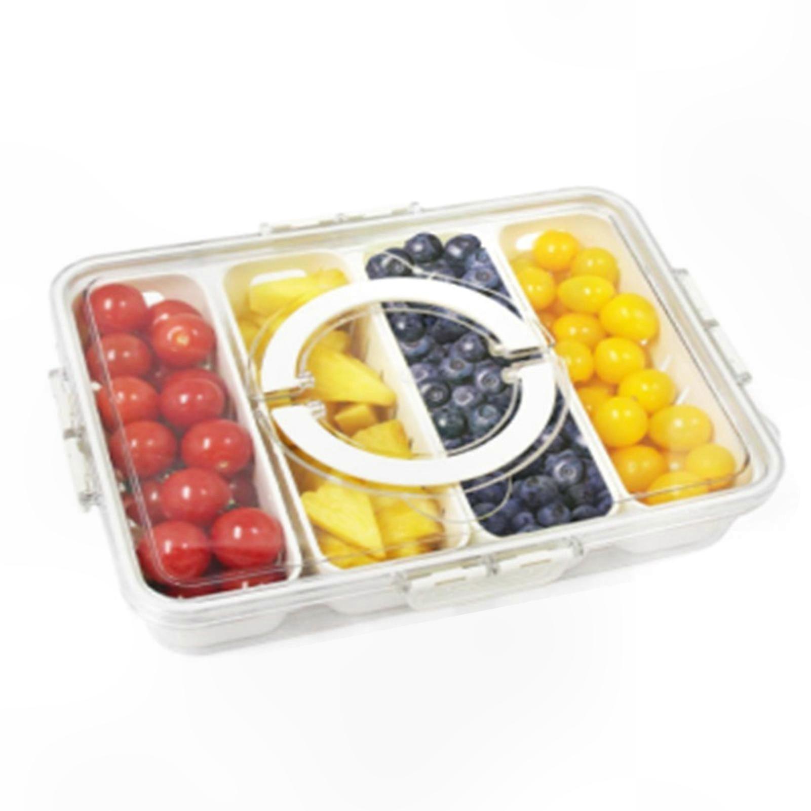 8-Compartment Snack Organizer with Lid Handle for Fruit, Spices, and Storage Classification Portable Container