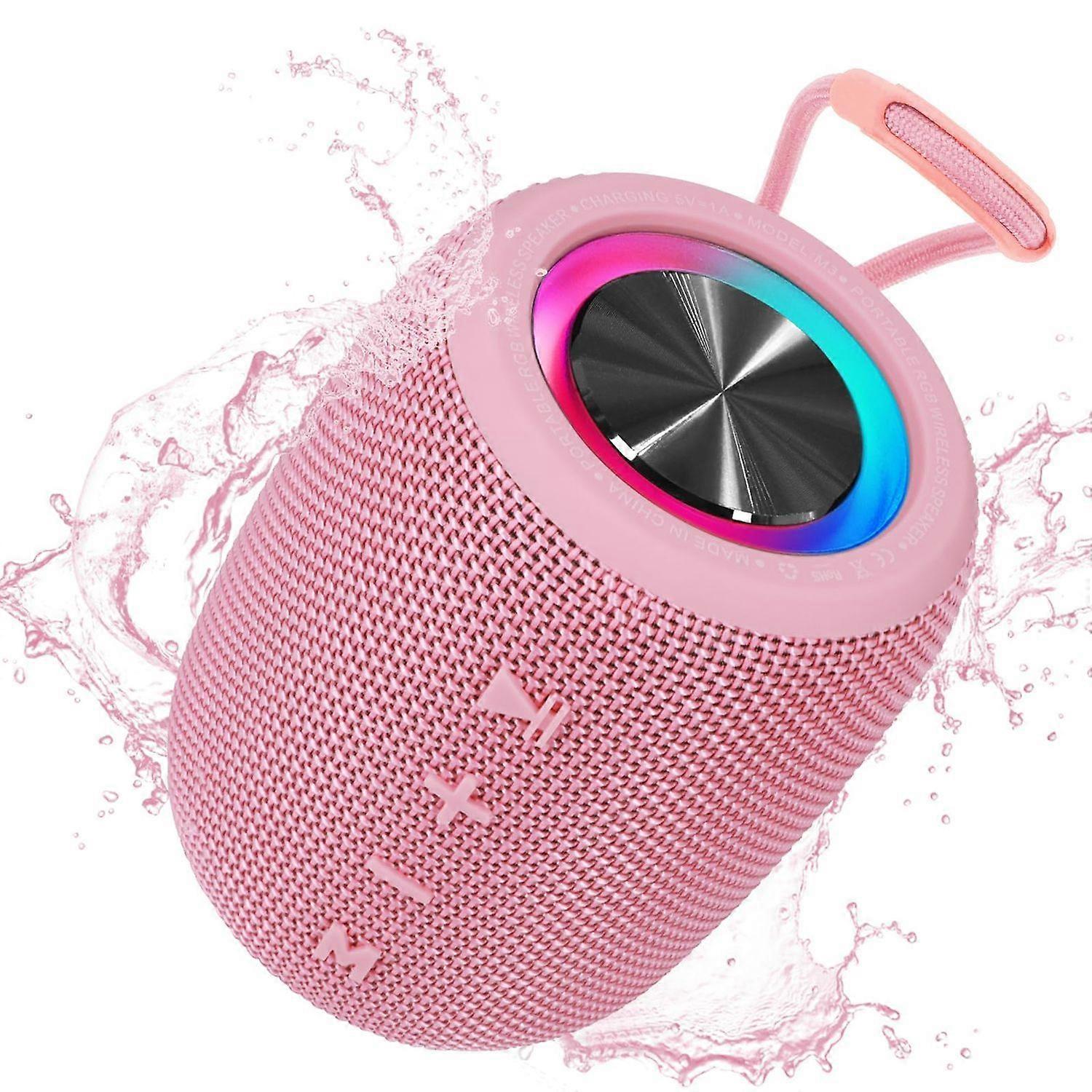 Portable Bluetooth Speaker, BT5.3 Wireless Speaker 20W Bass Diaphragms with Multi LED Light Dynamic Modes, IPX6 Waterproof 16H Playtime supports FM Mo