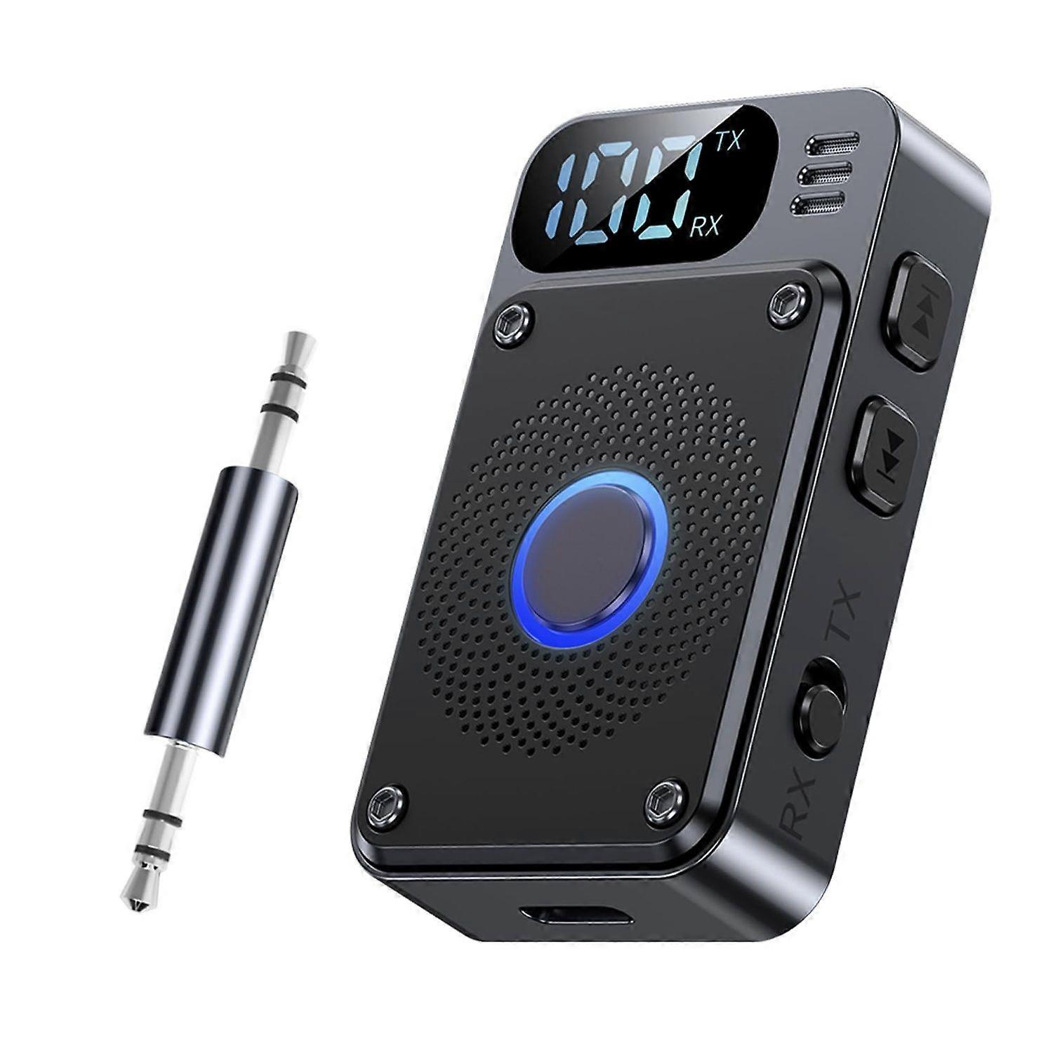 Bluetooth Transmitter Receiver for Car, AUX 3.5mm Bluetooth 5.4 Audio Adapter with LED Display Volume Control Low Latency Portable Bluetooth Receiver