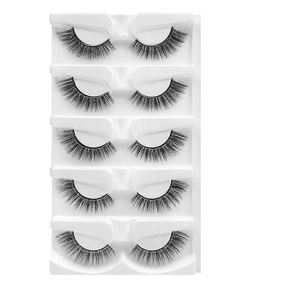 5 Pairs Reusable 3D Black Eyelashes Set with Curler, Mixed Styles