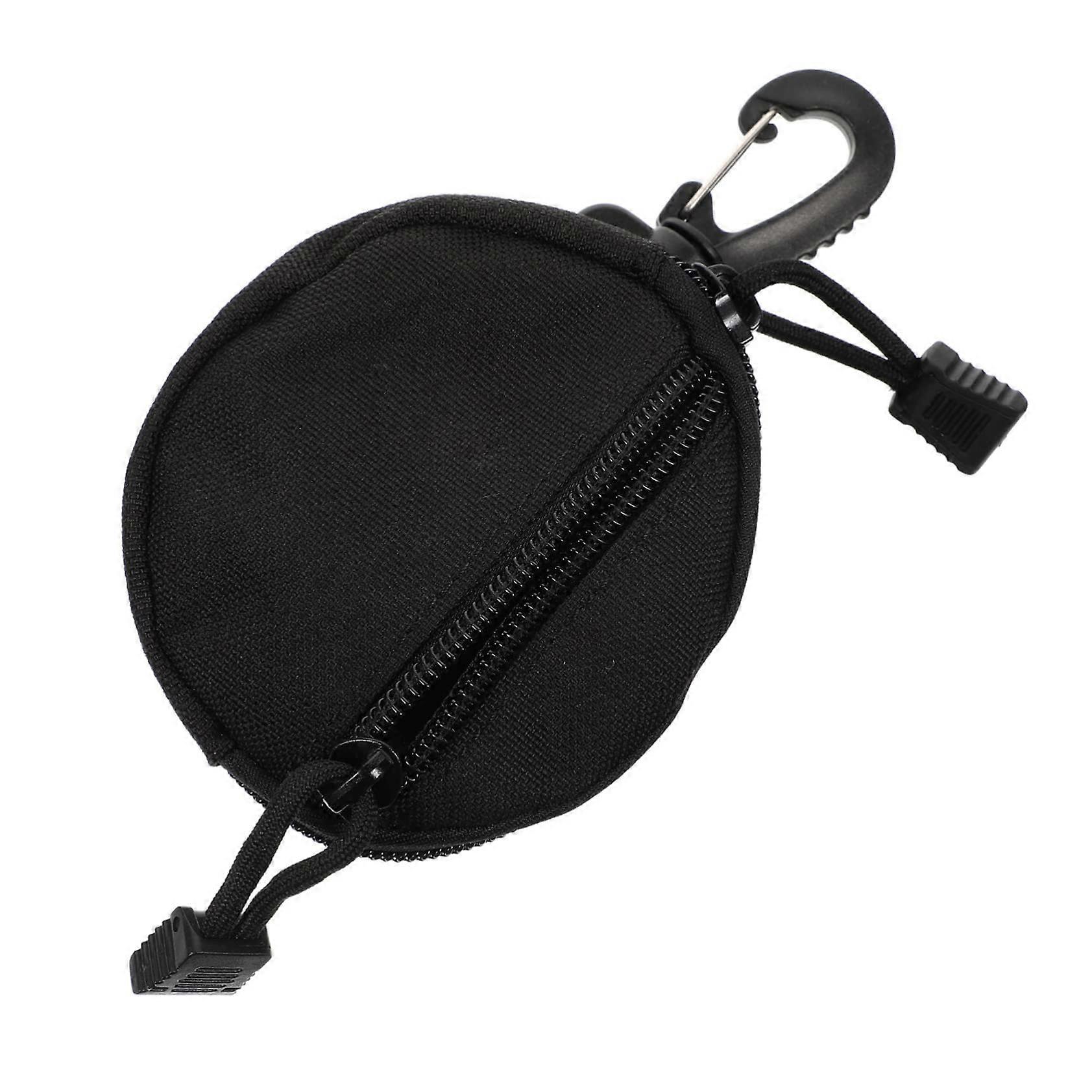 Multi-Purpose Storage Pouch For Earphones, Running, Cycling, Mountaineering, Polyester Bag With Belt Hook, Black 11x11cm