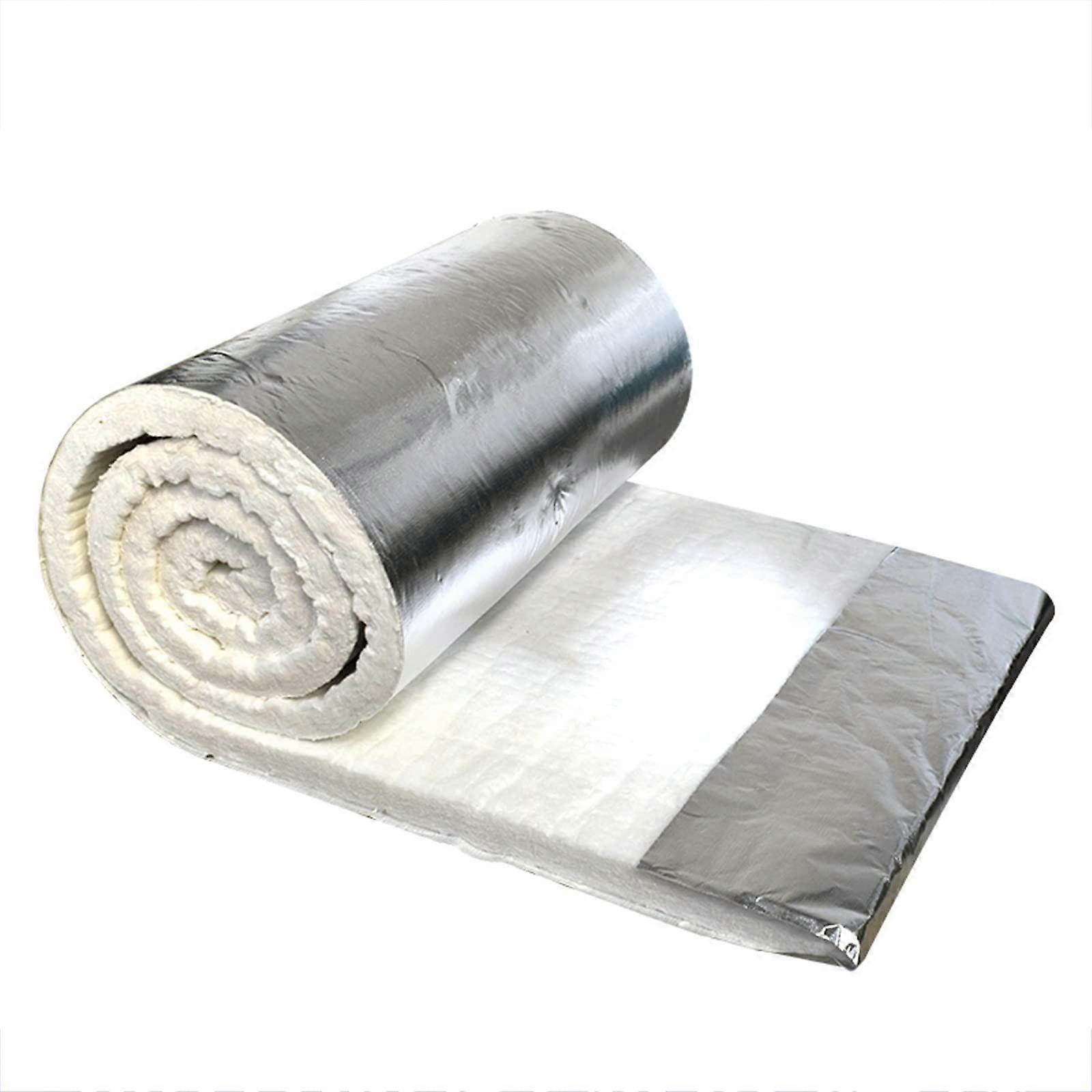 Ceramic Fiber Insulating Blanket 0.61x5m with Aluminum Foil, Fireproof, High Temperature 1260°C for Home Foundries and Forging